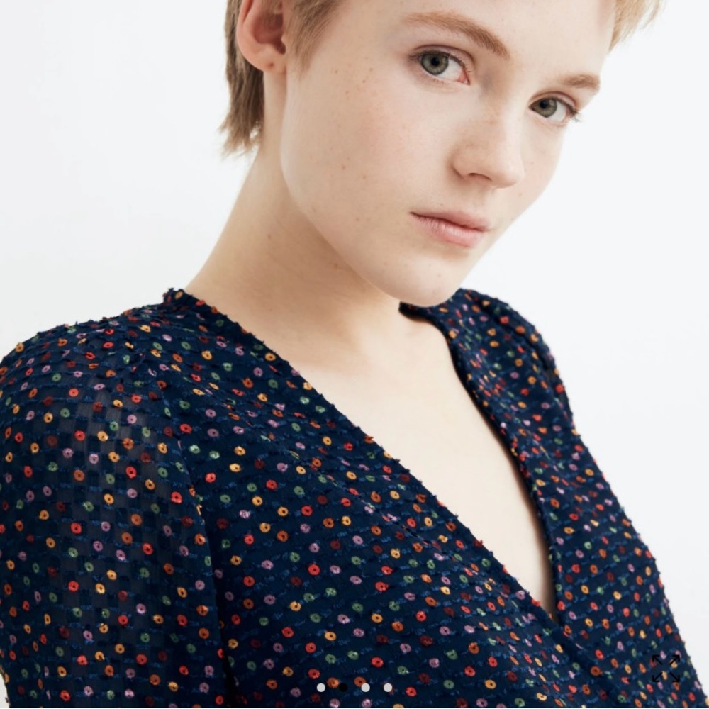 Medium Madewell Lyric Wrap Top in Sugar Dot Polka Dot